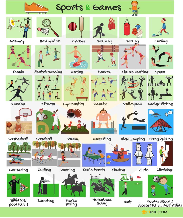 Games Names In English List of Sports and Games in English • 7ESL