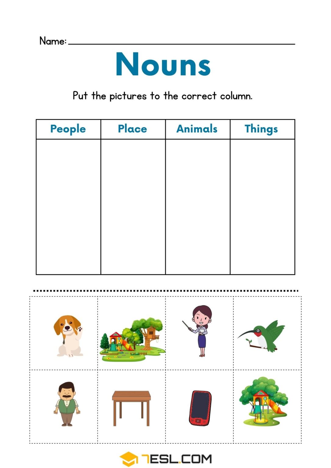 Noun Worksheet & Exercises with Answers – Free PDF Download • 7ESL