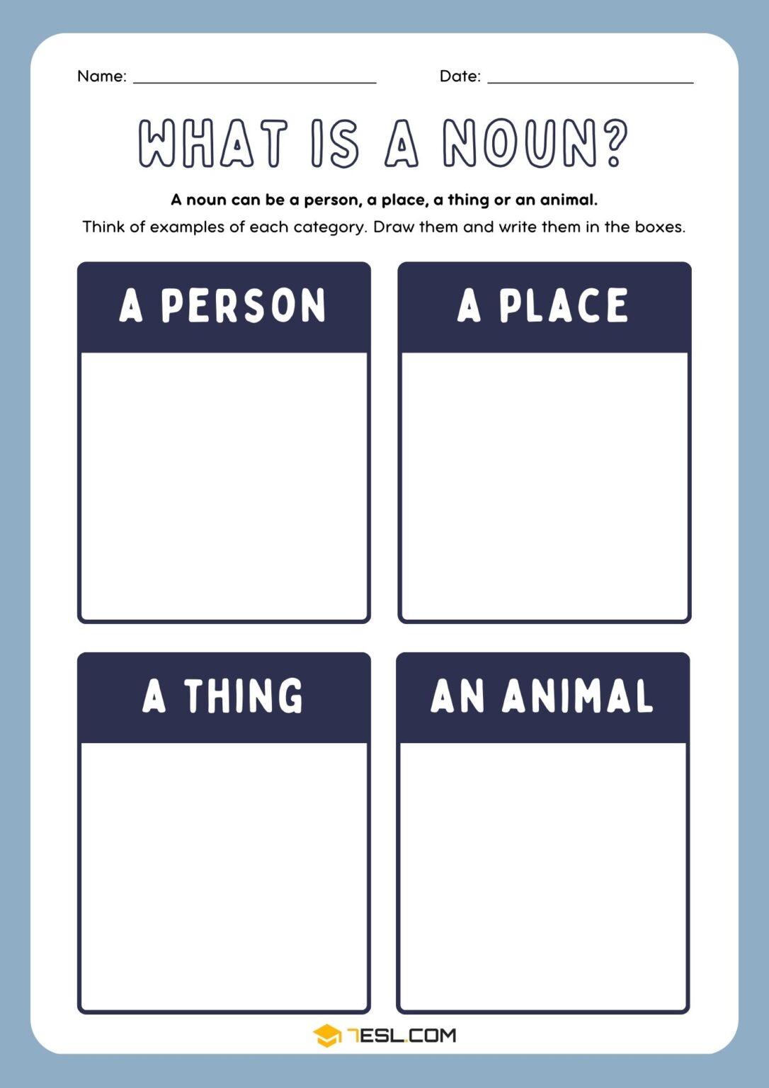 Noun Worksheet & Exercises with Answers – Free PDF Download • 7ESL