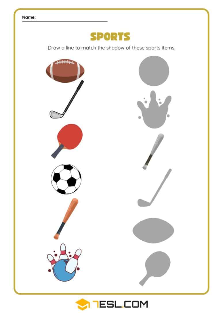 Free Printable Sports Worksheets for ESL & Kids (PDF) • 7ESL