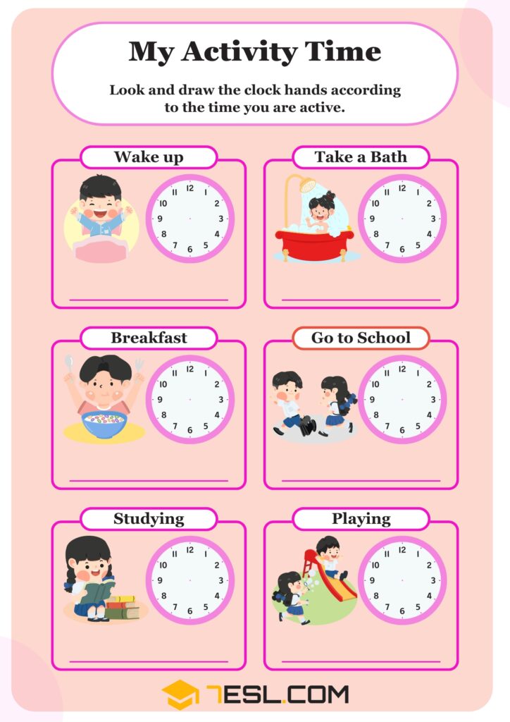 Free Printable Time Worksheets: Learn to Tell Time (PDF) • 7ESL