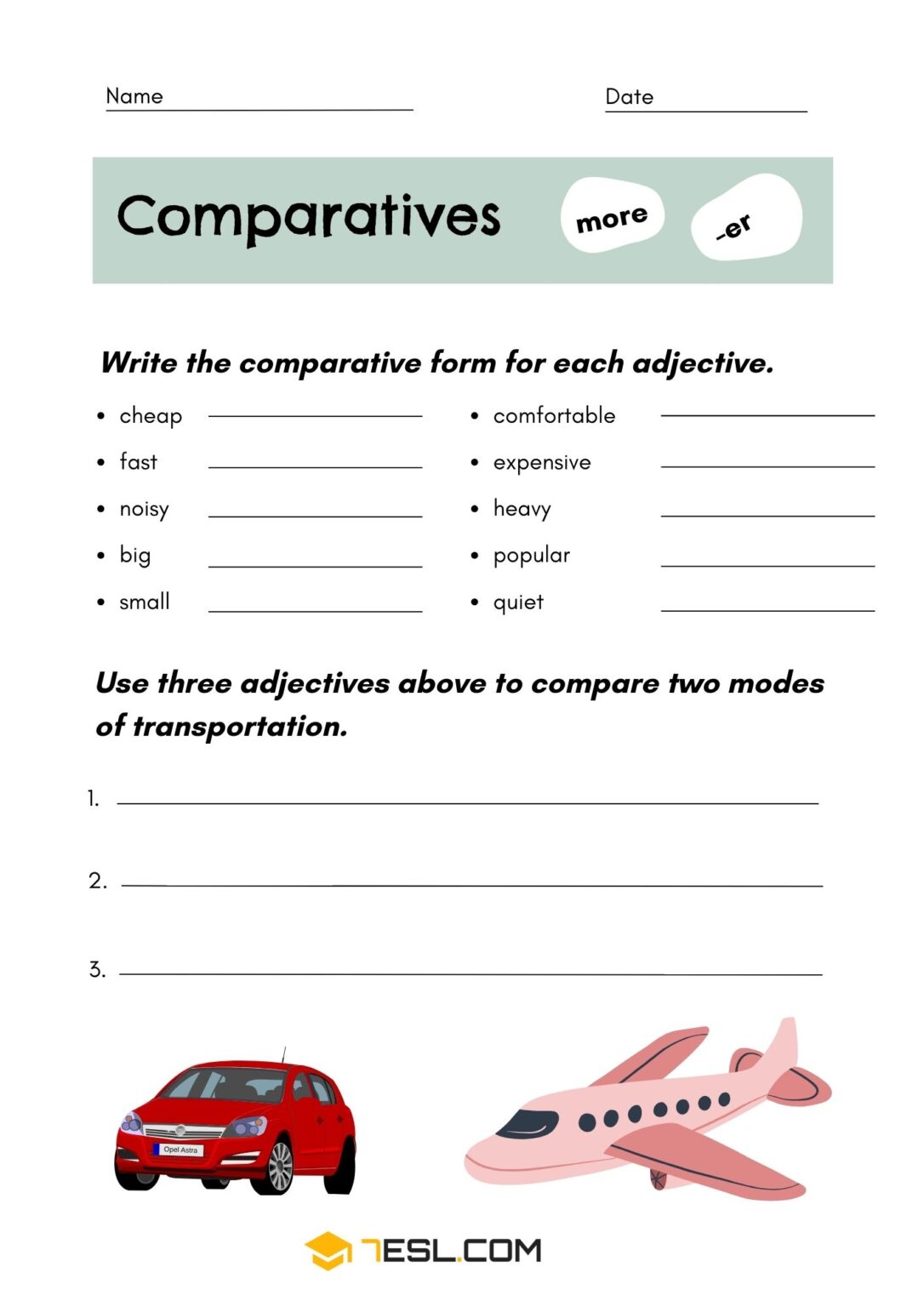 Comparative and Superlative Adjectives Worksheets and Exercises (Free ...