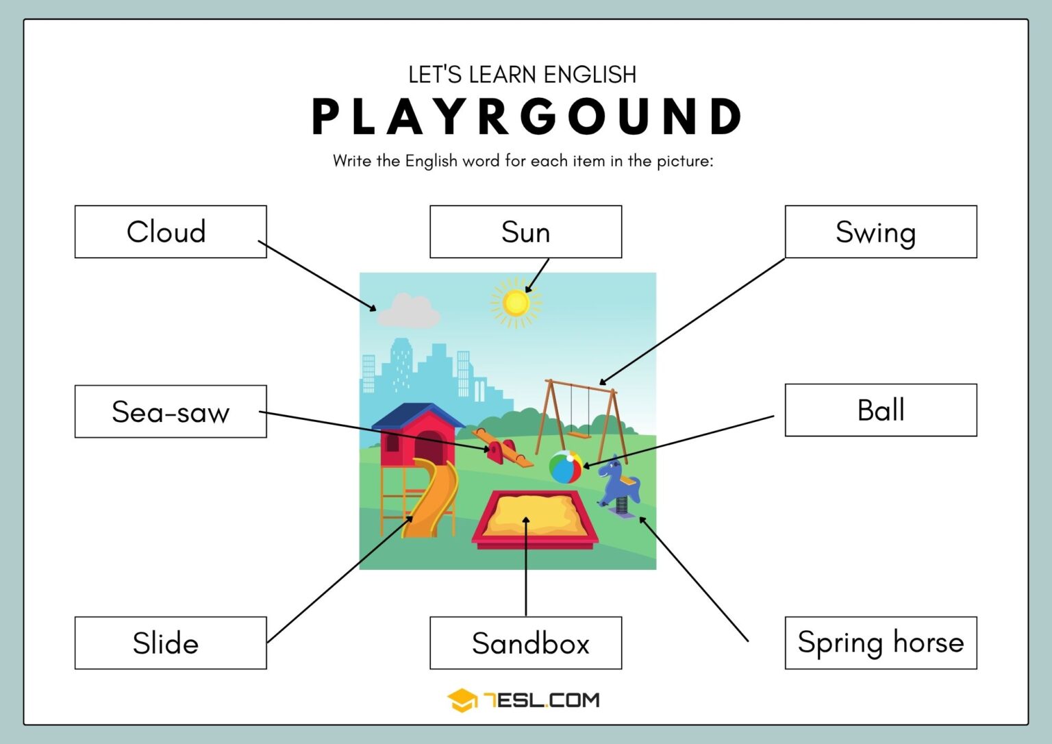 Using Else If Playgrounds Answers.pdf Free Printable Playground Worksheets for Kids (PDF) • 7ESL