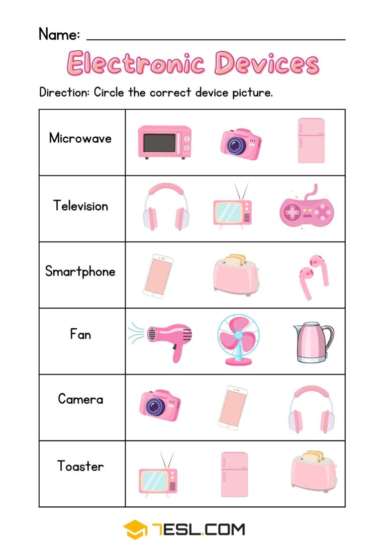 Electronic Devices Worksheets: Free PDF Downloads for English Learners ...