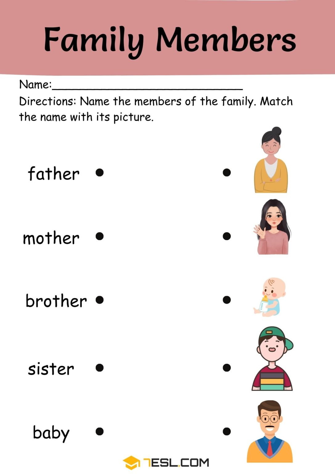 Family Worksheets for Kids: Free Vocabulary & Family Tree PDF • 7ESL