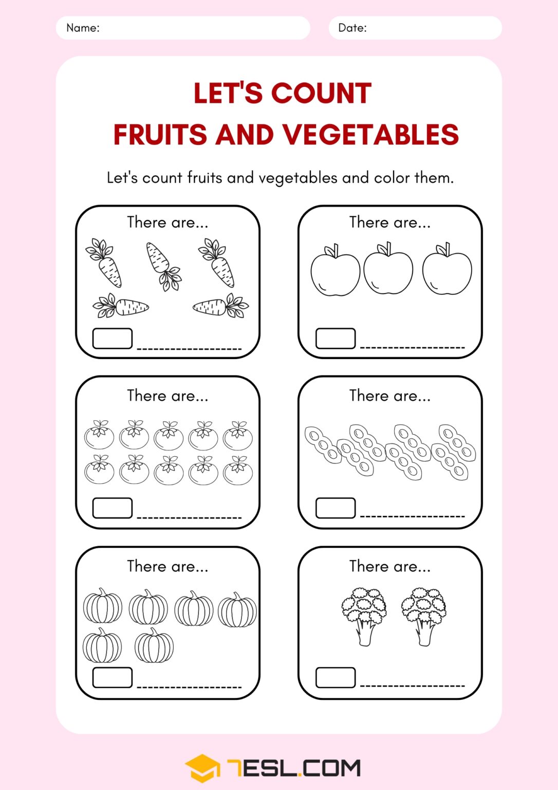 Fruits and Vegetables Worksheets for Kids: Free Healthy Eating PDF • 7ESL