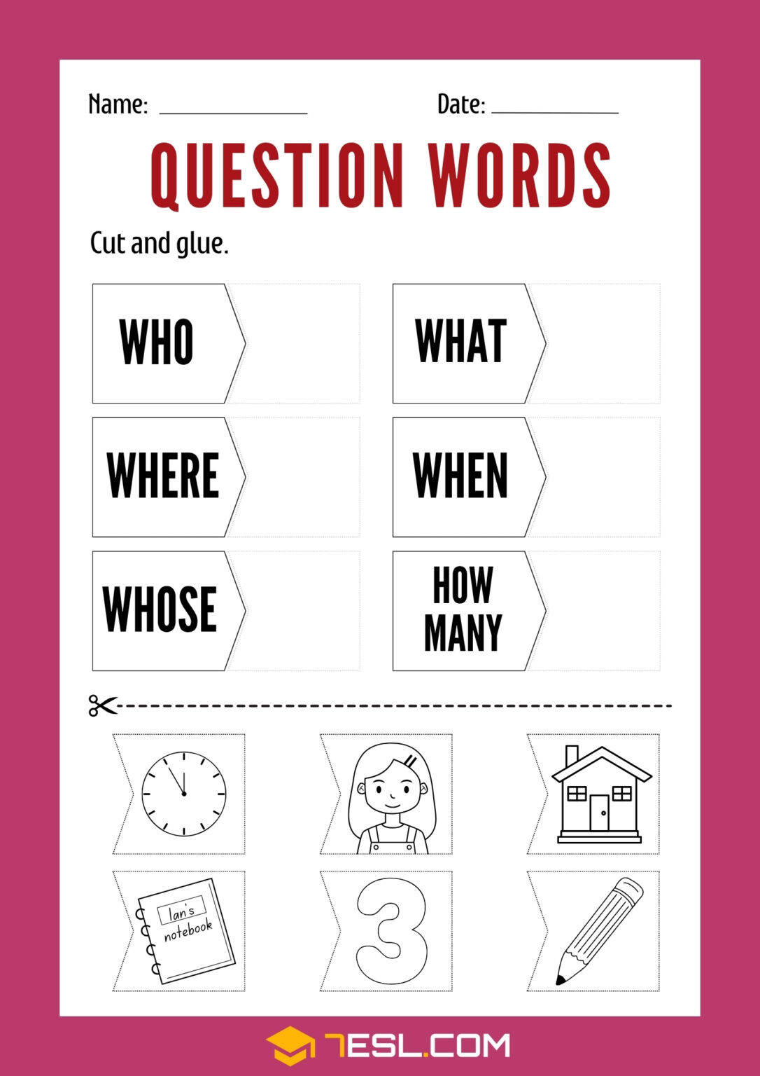 Question Words Worksheets and Exercises • 7ESL